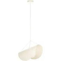 LUCANDE LED-hengelampe Tamani, beige, lin, dimbar to warm