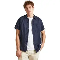 Pepe Jeans for man. PM308494 Paige linen shirt navy (L), Blue, Casual, Short sleeve