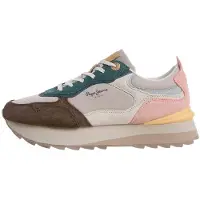 Pepe Jeans for woman. PLS600070 Freya brown leather sneakers (36), 5 to 8 cm, Split Leather, Laces, Casual