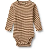 Wheat Body I/e - Freddie - Varm hasselnøttebrun Stripe - - 1 år (80) - Langermet Body