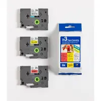 Brother TZe 31M3 - 3-Pack 1x black on red 1x black on white and 1x black on yellow laminated tape (12mm x 8m)