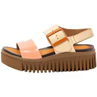 Art for woman. 1157831F4003_0MU Leather Sandals 1578 Brighton coral (39), 3 to 5 cm, Buckle, Casual, Multicolor