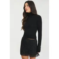 Gina Tricot  - Rhinestone mini skirt - miniskjørt - Svart - S - Dame