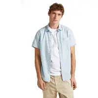 Pepe Jeans for man. PM308494 Paige linen shirt blue (XS), Casual, Short sleeve