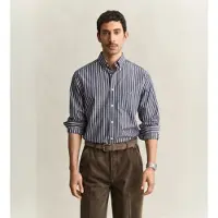 Gant for man. 3263003 Blue striped poplin shirt (5XL), Casual, Cotton, Long sleeve