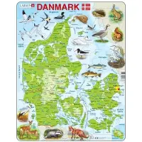 Larsen Puzzles Puslespill Danmark fysisk med dyr - 66 brikker, Max 2D Puslespill