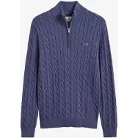 Gant for man. 8050603 Light blue half-zip cable knit sweater (3XL), Casual, Cotton, Classic, Long sleeve