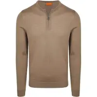 Suitable Suitabe Crew Zip Merino ys Taupe Brun Størrese