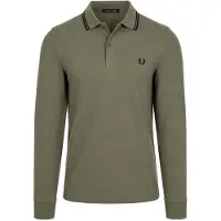 Fred perry for man. M3636 Green Long Sleeve Twin Tipped Polo Shirt (L), Casual, Cotton