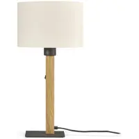Buschwerk bordlampe Heloise, kremhvit, eik, høyde 45 cm