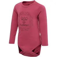 Hummel Body L/s - hmlHelga - Jordrød m. Logo - - 62 - Langermet Body