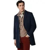 Hackett for man. HM4000354 Plain navy blue coat (42/32), Casual, Wool, Classic