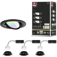 Paulmann LED-innbyggingslampe Nova Coin Smart, svart, RGBW, 3-pakning, 8,4 cm
