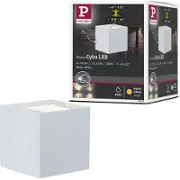 Paulmann Cybo LED utendørs vegglampe, 2700 K, 8 x 8 cm, hvit