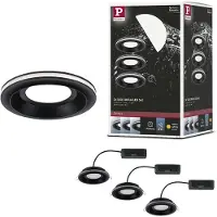 Paulmann LED-innfellingslampe Sormus, svart, Ø 10 cm, IP65, sett med 3 stk.