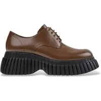 Camper for woman. K201949-002 Brown Pix BCN Leather Moccasins (40), 5 to 8 cm, Laces, Casual