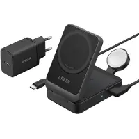 Anker MagGo - Trådløst ladestativ - 3-i-1, sammenleggbar - 15 watt (USB-C) - svart