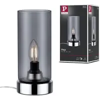 Paulmann bordlampe Pinja krom/røykgrå