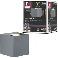 Paulmann Cybo utendørs LED-vegglampe, 2700 K, 8 x 8 cm, grå