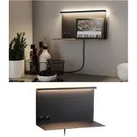 Paulmann LED-vegglampe Jarina svart 35 cm hyller USB-port