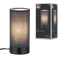 Paulmann Pia bordlampe av stoff, svart/grå