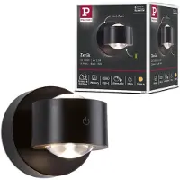 Paulmann Zorik LED-utendørs vegglampe med batteri, svart, 10 cm, IP44, dimmer