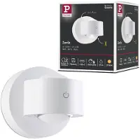 Paulmann Zorik utendørs LED-vegglampe med batteri, hvit, 10 cm, IP44, dimbar