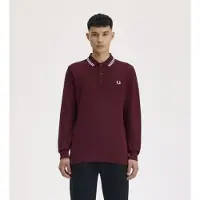 Fred perry for man. M3636 Burgundy long-sleeve Twin Tipped polo shirt (3XL), Casual, Maroon, Cotton, Long sleeve