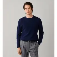 Hackett London for man. HM7000283 Navy blue Duo Stitch jersey (XXL), Casual, Wool, Classic, Long sleeve