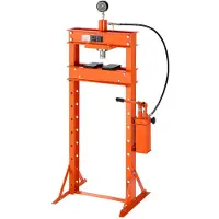 Vevor hydraulisk verkstedpresse 20 t totrinns håndpumpe 9 høydenivåer for bøying, retting, pressing av universalledd og lagre, med manometer, H-ramme og 48 mm pressstempel for verksteder