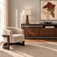 LUCANDE bordlampe Peyton, brun marmorert/beige, 48 cm