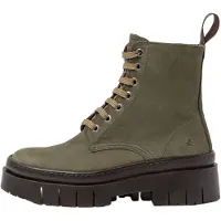 Art for woman. 119531222003_0G3 1953 Amberes green leather ankle boots (37), Flat, Laces, Casual