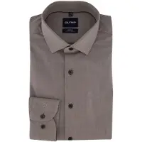 Olymp Level 5 24/Seven Skjorte Taupe Brun Størrelse