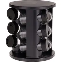 Usorteret Grunkel Krydderholder med 9 glass, svart, 17 x 17 x 19,5 cm
