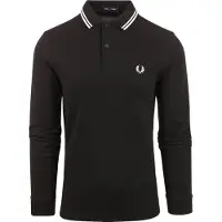 Fred perry for man. M3636 Black long-sleeve Twin Tipped polo shirt (M), Casual, Cotton, Long sleeve