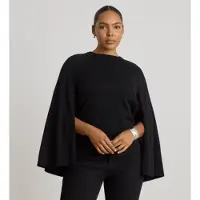 Ralph Lauren for woman. 200P14057001 Black round neck sweater with cape (M), Casual, Modal