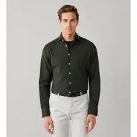 Hackett London for man. HM3010877 Garment-dyed tailored fit shirt in green (XL), Casual, Cotton, Classic, Long sleeve