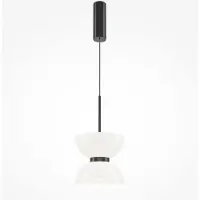 Maytoni LED-hengelampe Kyoto, svart/hvit, Ø 22 cm, glass