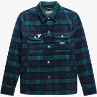 Deus Ex Machina for man. D263MSH312 Maxwell plaid shirt navy, green (M), Casual, Wool, Long sleeve