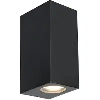 PRIOS utendørs vegglampe Irfan kantet svart 10 cm
