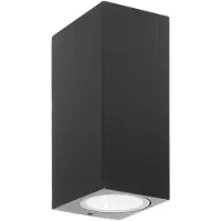 PRIOS utendørs vegglampe Tetje, svart, kantet, 16 cm