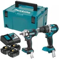 Makita DLX2359TJ1 batteriverktøysett 18V DHP484 + DTW300, 3x 5,0 Ah