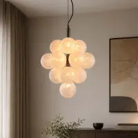 Searchlight Hengelampe Frosty, 13-pærs, rund, bronse, frostet glass, G9