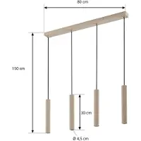 LINDBY Kardis hengelampe, 4 lyskilder, beige, lengde 70 cm