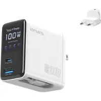 4smarts GaN Flex Screen AI lader 100 W 2 USB-C + 1 USB-A, hvit