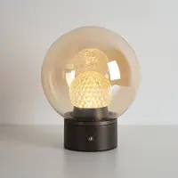 Searchlight Solis LED-bordlampe med batteri, bronse, glass, 2 700 K