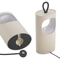 Sigor LED-bordlampe Lunari, beige, 16 cm, metall, CCT IP44