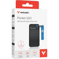 Verbatim Pocket - SSD - 2 TB - nøkkelring med kabelfestet - ekstern (bærbar) - M.2 - USB 3.2 Gen 2 (USB-C kontakt) - svart/blå