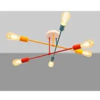 Helam Taklampe Cambridge, 6 lyskilder oransje-rød-turkis