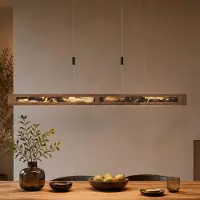 Elobra LED-hengelampe Chile XS, eik/farget skifer, lengde 89 cm